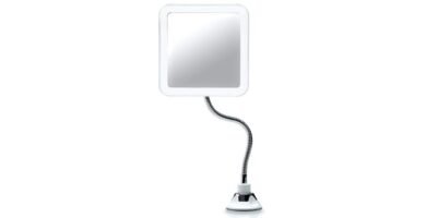 Espejo de aumento flexible 10X con luz LED y cuello de cisne
