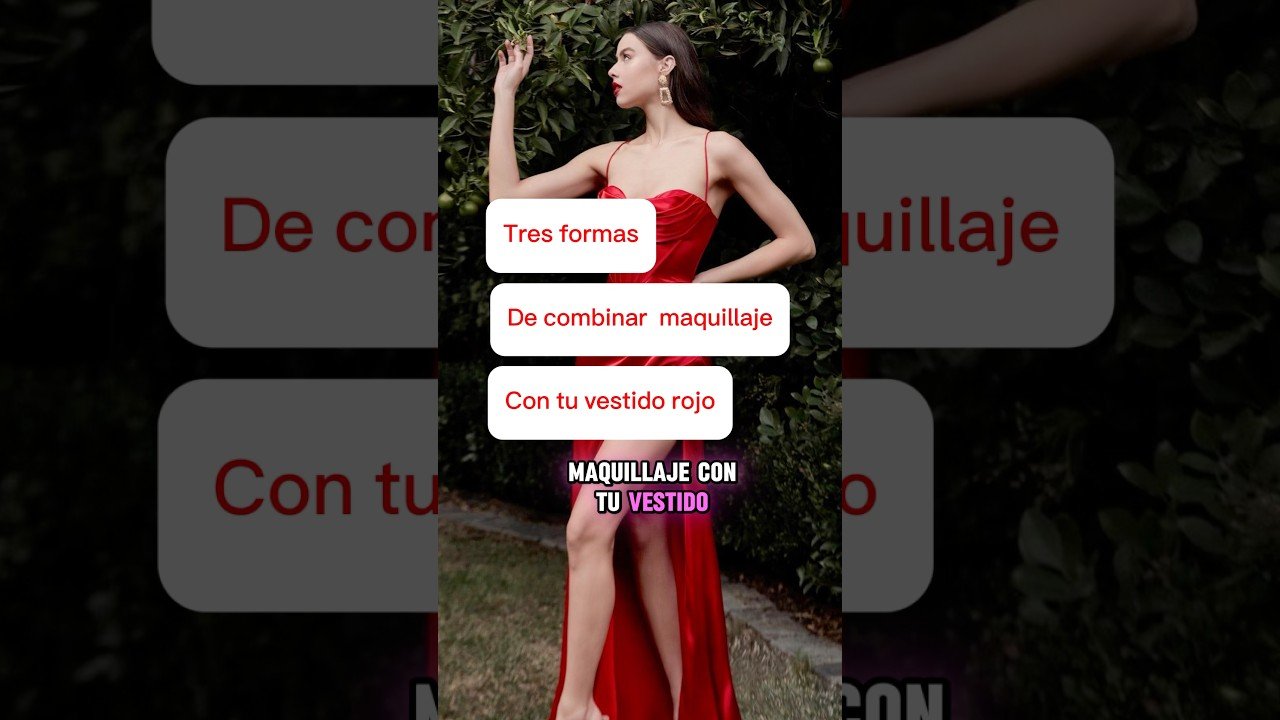 estilos clásicos de maquillaje para invitadas con vestido rojo